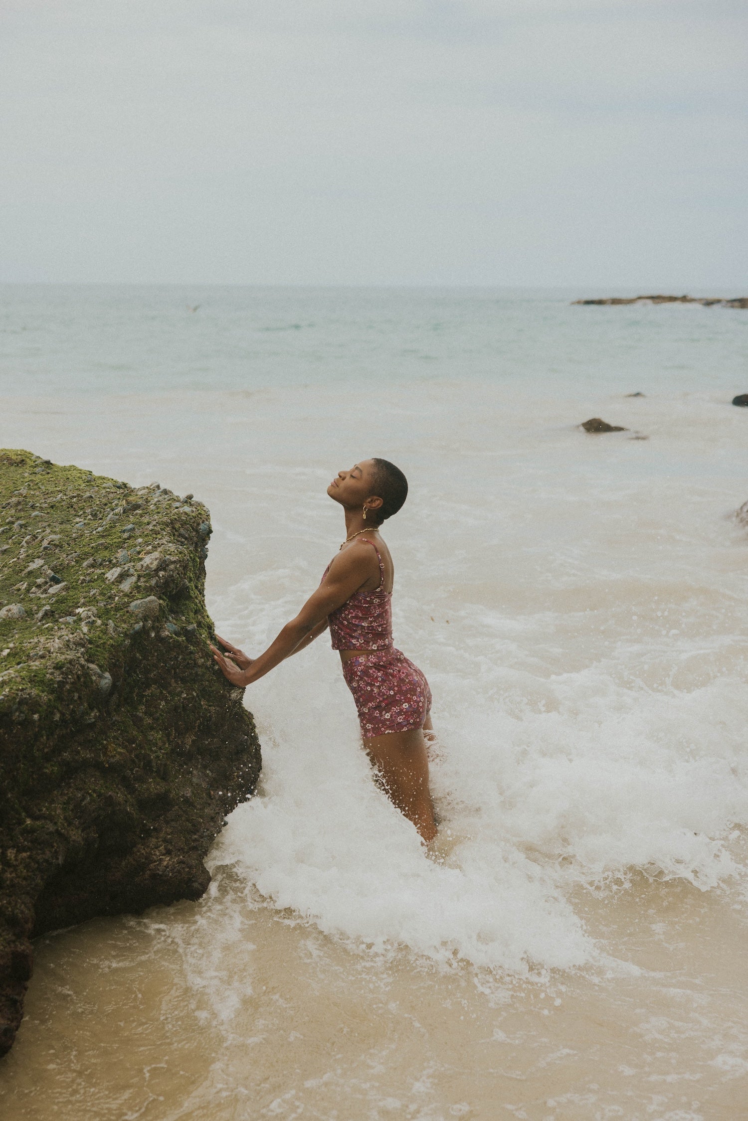 Full Coverage Maroon Floral Tankini with High Waisted Swim Shorts