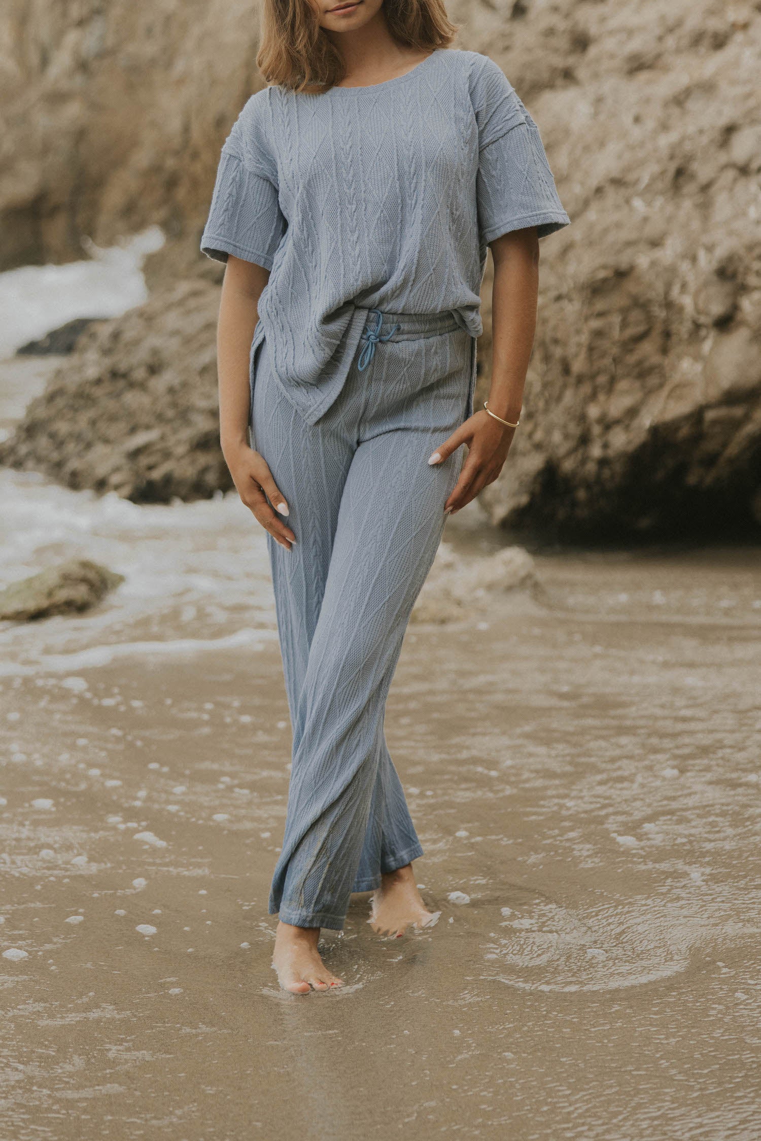 Blue luxury loungewear set for women. 