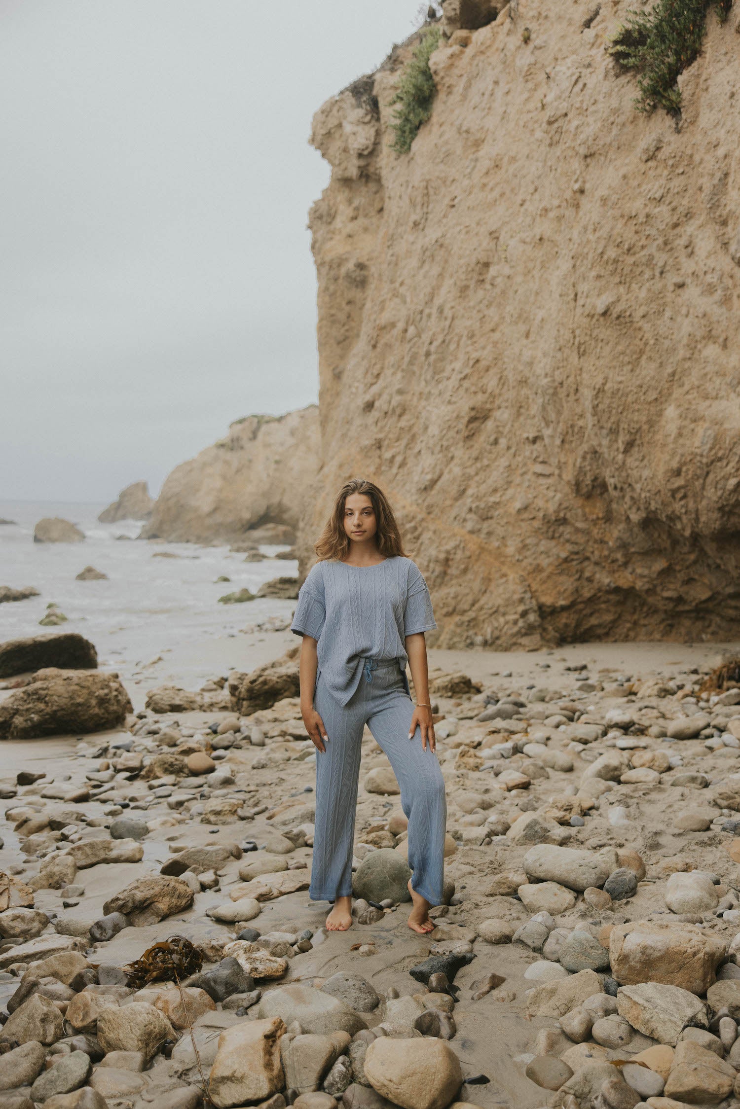 Cable knit sweater top for women.