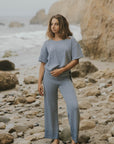 Blue luxury loungewear set for women. 