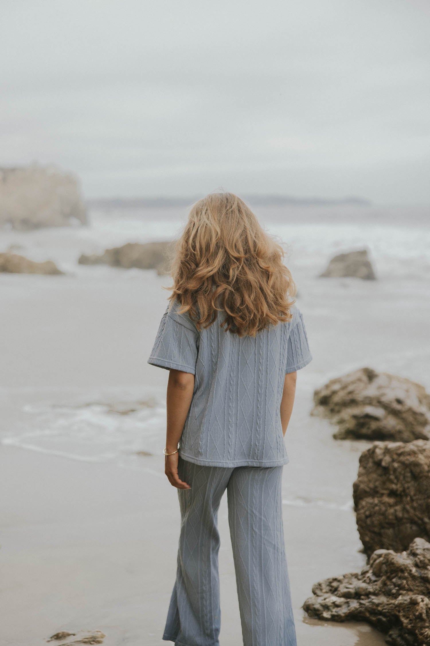 Blue luxury loungewear set for women. 
