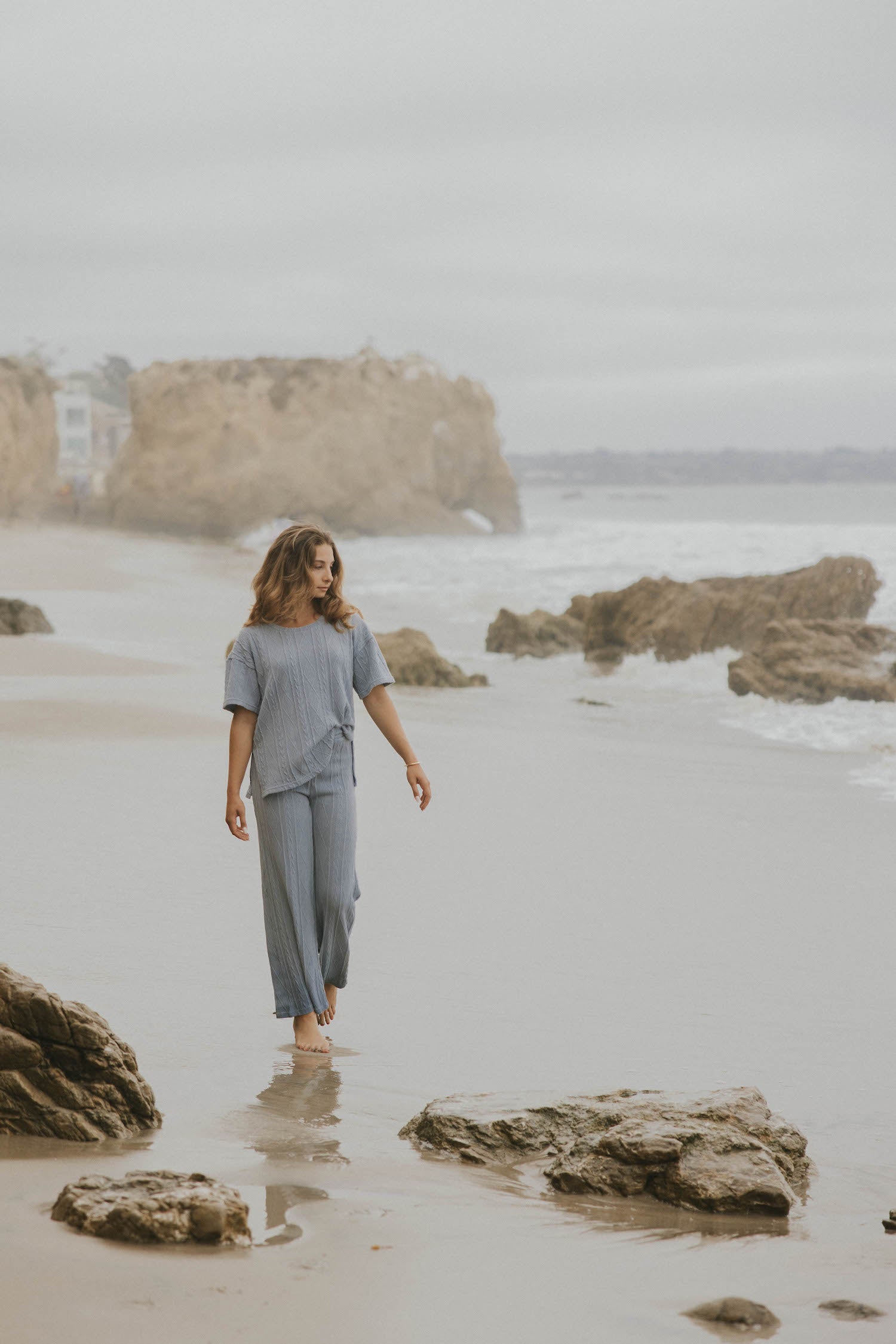 Blue luxury loungewear set for women. 