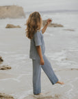 Blue loungewear pants for women.