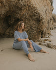 Blue luxury loungewear set for women. 