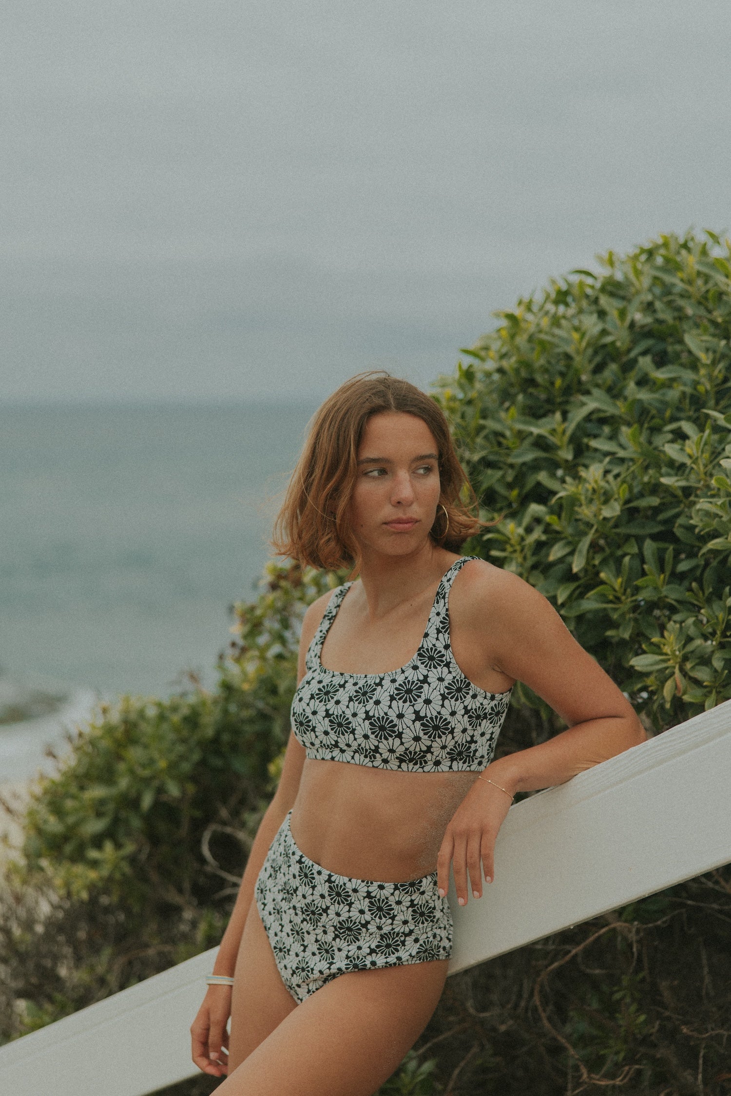 Retro Floral Black and White Bikini