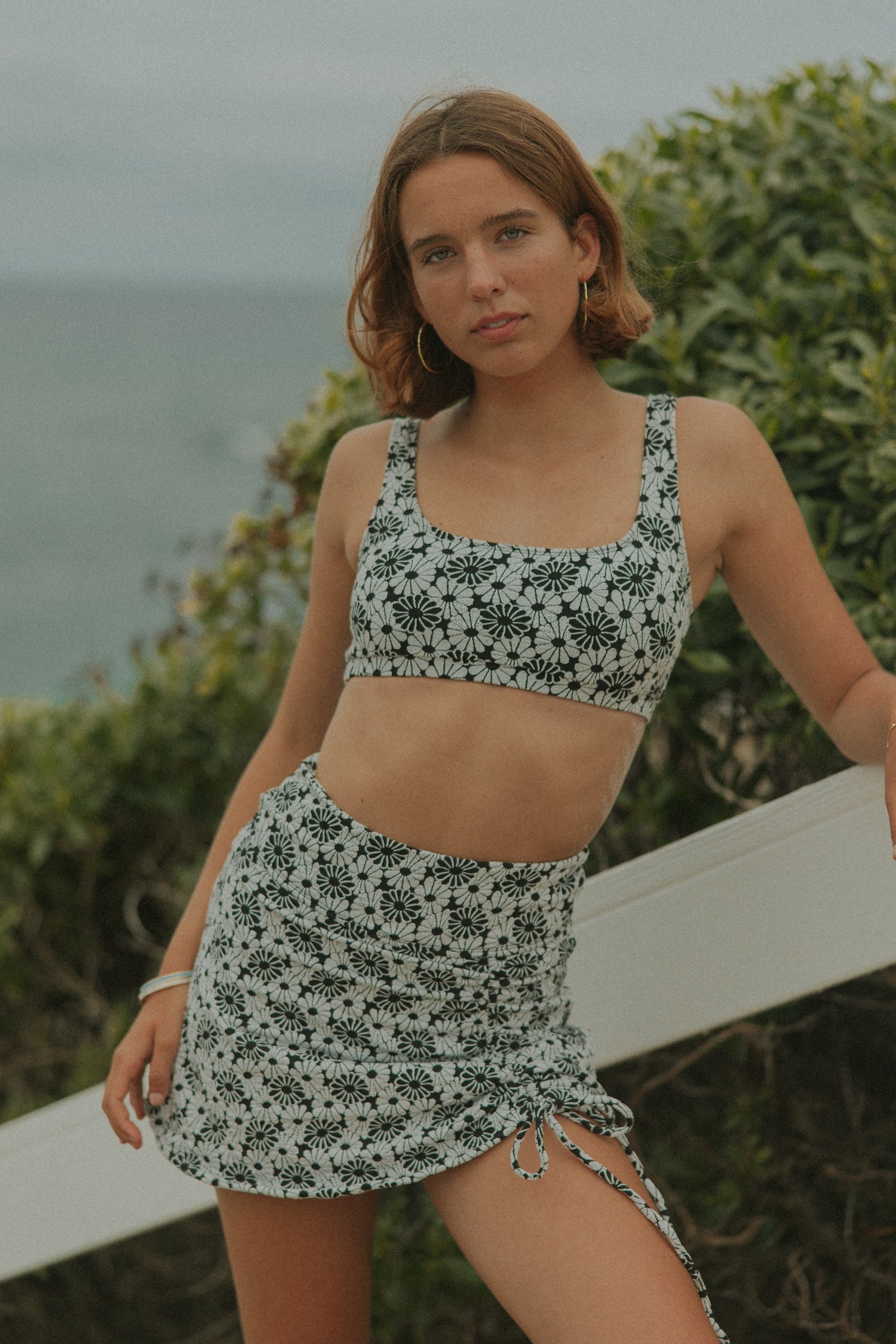 Cute Retro Modest Full Coverage Textured Swim Skirt with Bikini