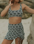 Cinching Adjustable Modest Black and White Swim Skirt