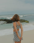 Full Coverage Black and White Floral Swim Skirt