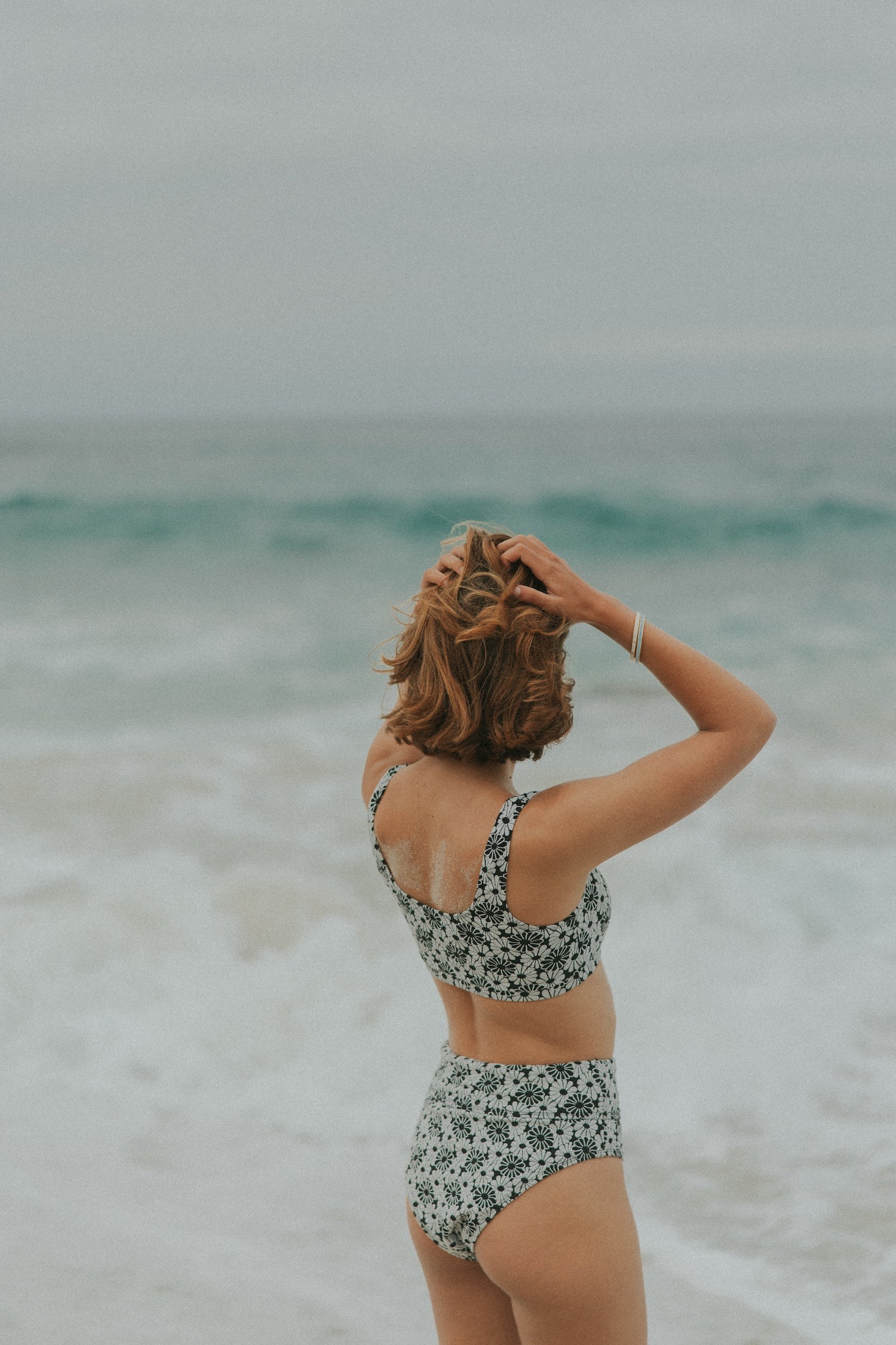 Simple Floral Black and White Bikini