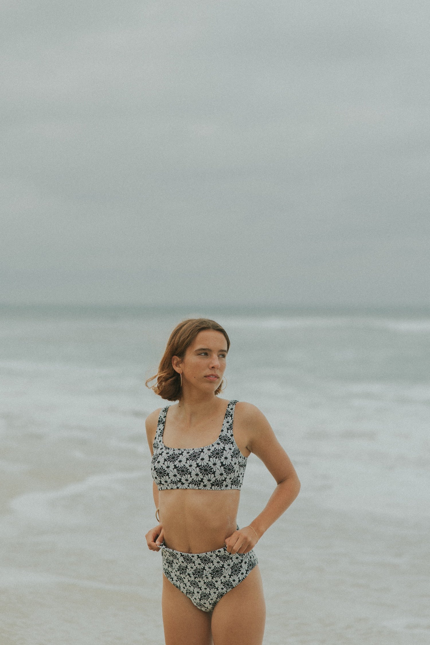 Cute Full Coverage High Waisted Floral Square Neck Bikini