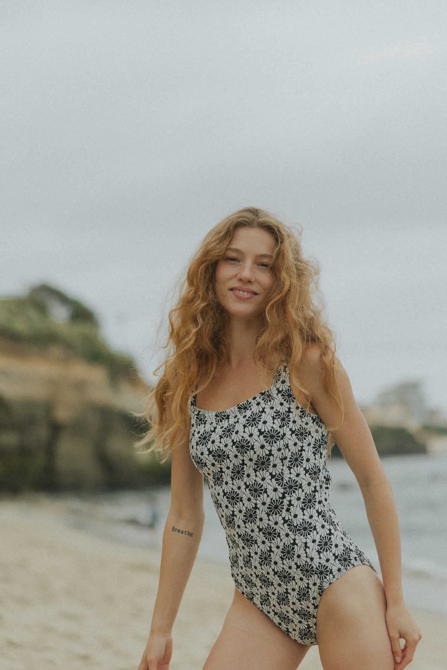 Black and White Classy Modest One Piece Swimsuit
