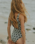 Floral Open Back Modest One Piece Swimsuit