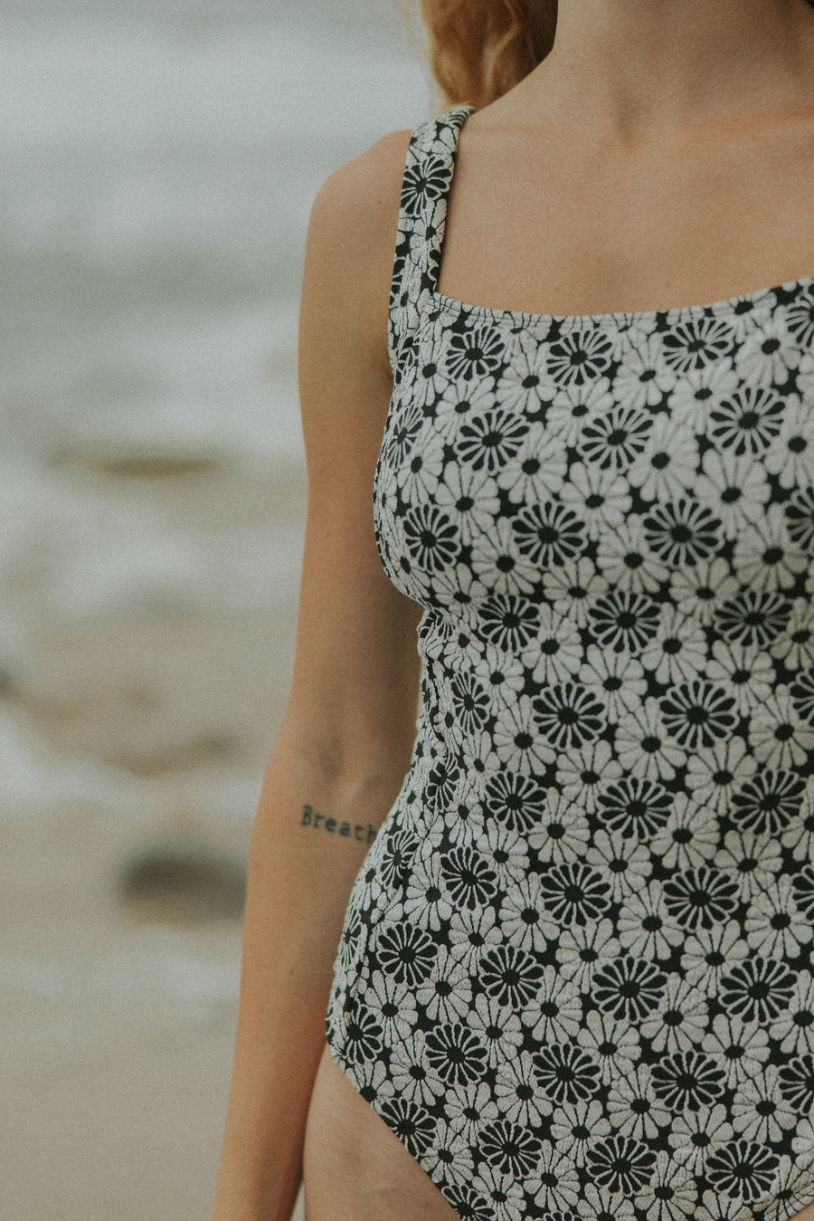 Textured Floral Printed One Piece Swimsuit