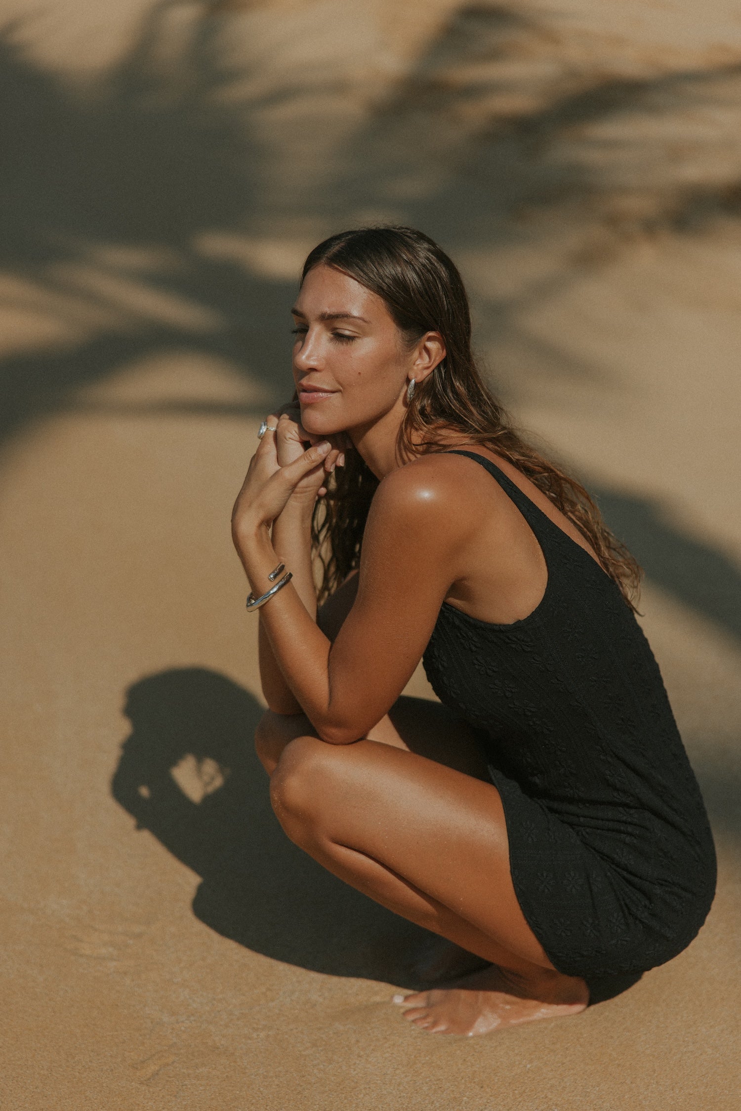 Eclipse Swim Dress | Black Floral Scoop Neck Swim Dress