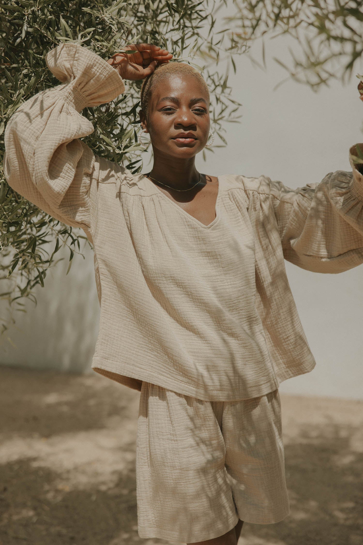 Boho beach top for women in brown.