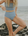 High Waisted Full Coverage Gingham Bikini Bottoms