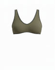 Haze Bikini Top | Ribbed Olive Green V Neck Swim Top