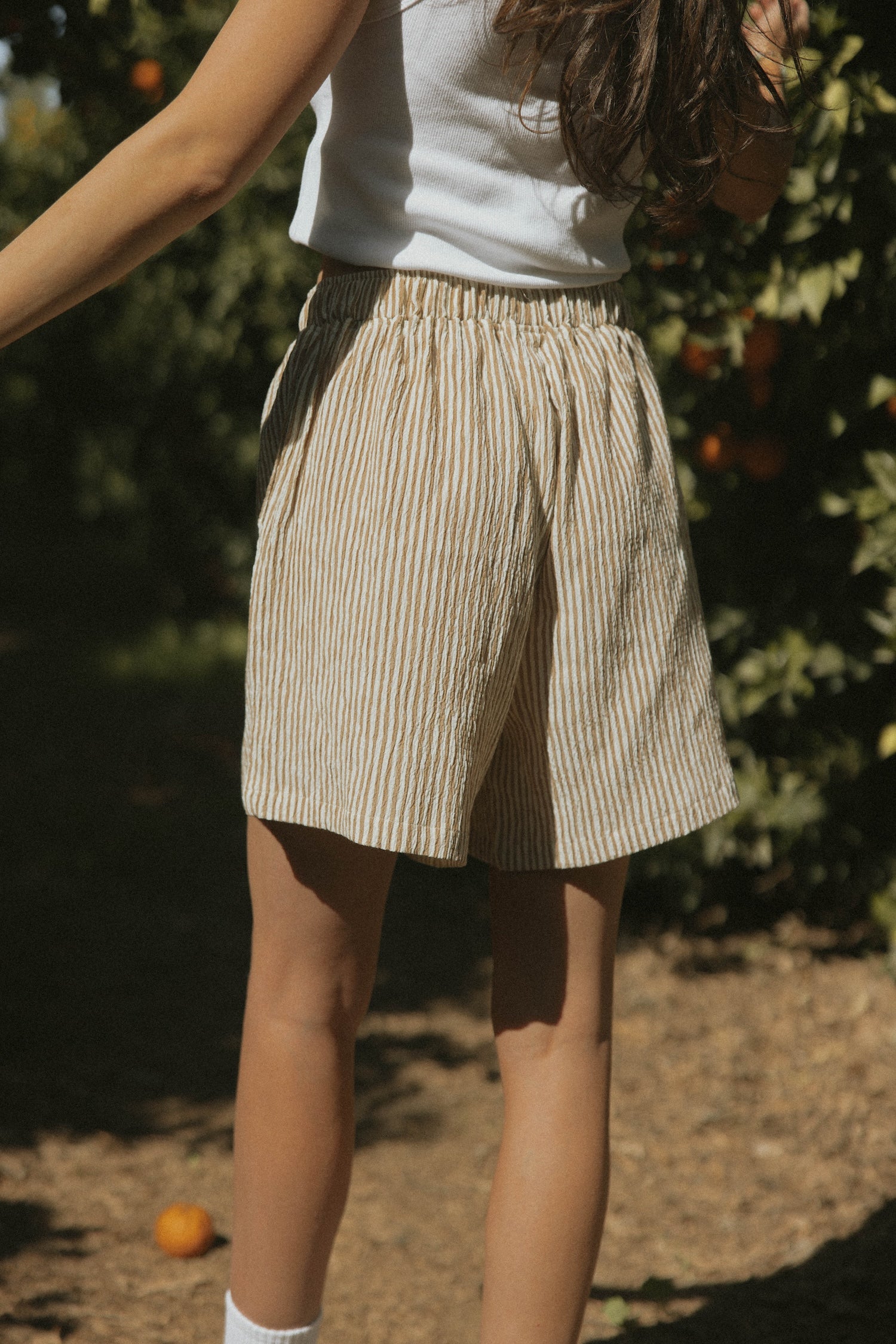 Striped boxer shorts luxury loungewear for women.