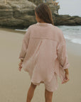 Striped matching shorts and top set for women.