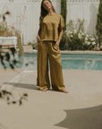 Matching silk sleepwear set for women.