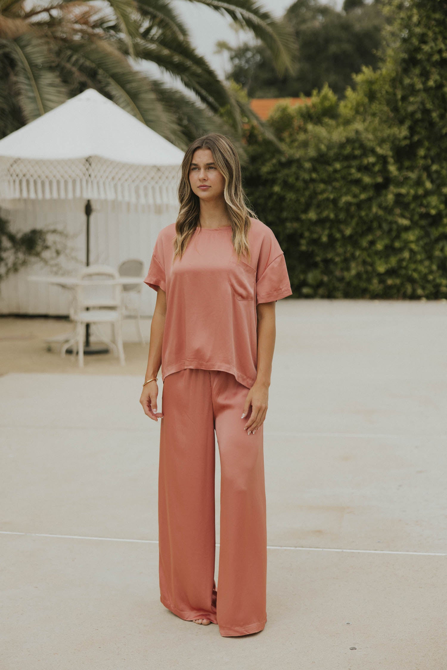 Silk loungewear top for women.