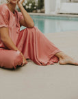 Wide leg silk pants for women. 