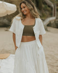 White linen two piece set for women. 