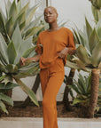 Drawstring waistband casual lounge pant for women.