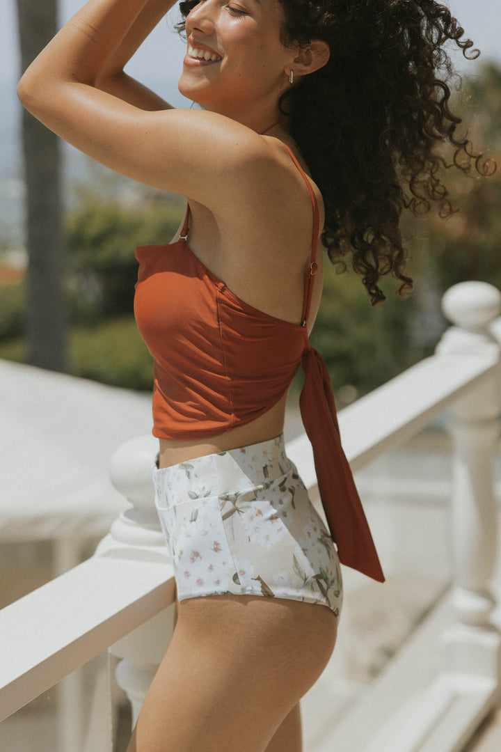 Floral Full Coverage High-Waisted Bikini Bottoms Geode Swimwear