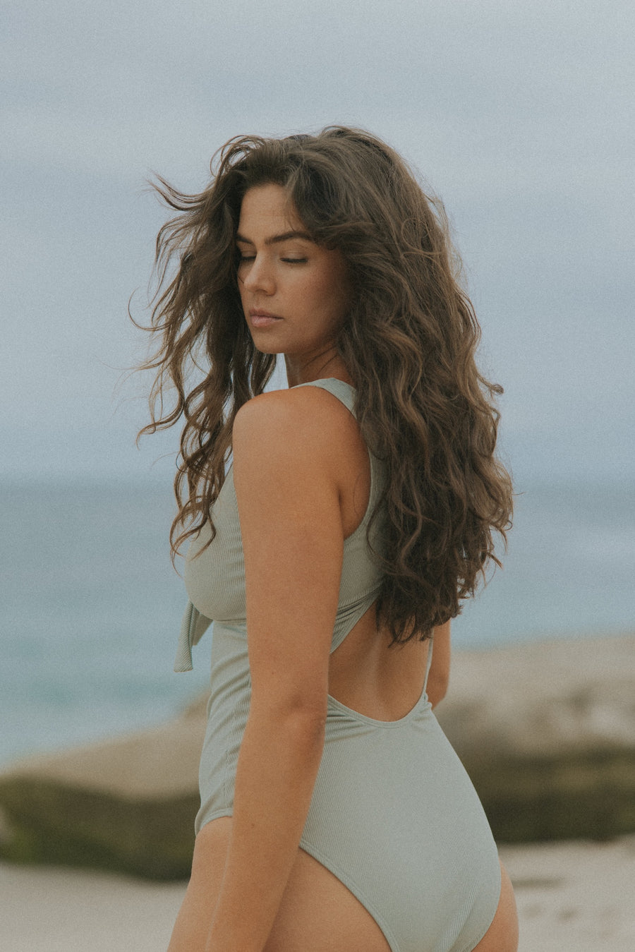 Modest Open Back Neutral One Piece Swimsuit