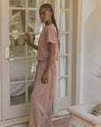 Matching pants and top set for women.