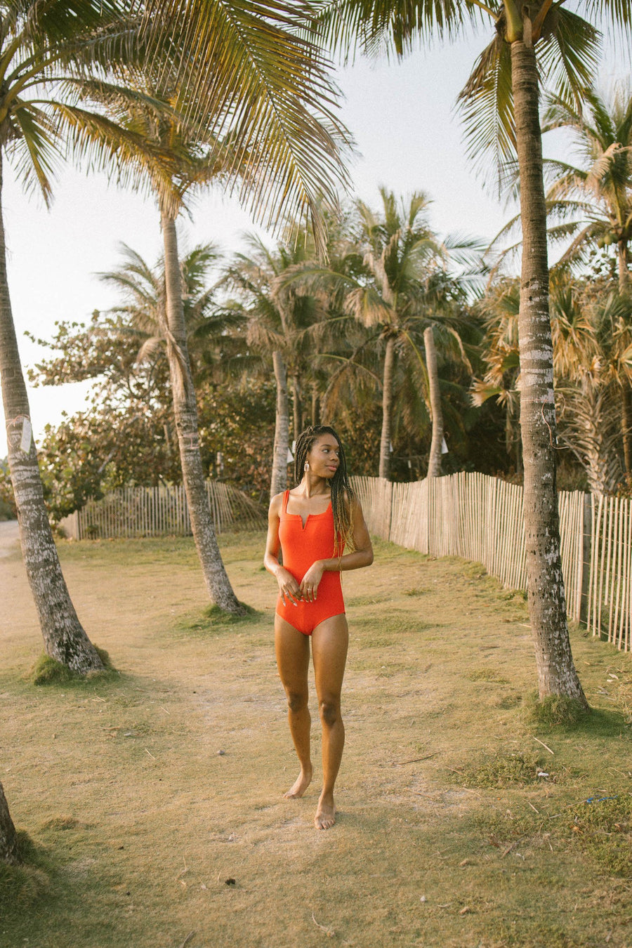 Cute Bold Red Modest One Piece Bathing Suit