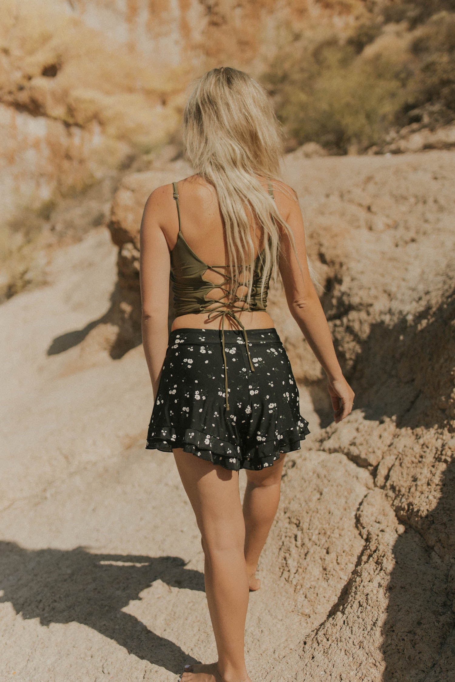 Black Floral Postpartum Full Coverage Swim Shorts
