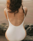 cute modest white one piece swimsuit 