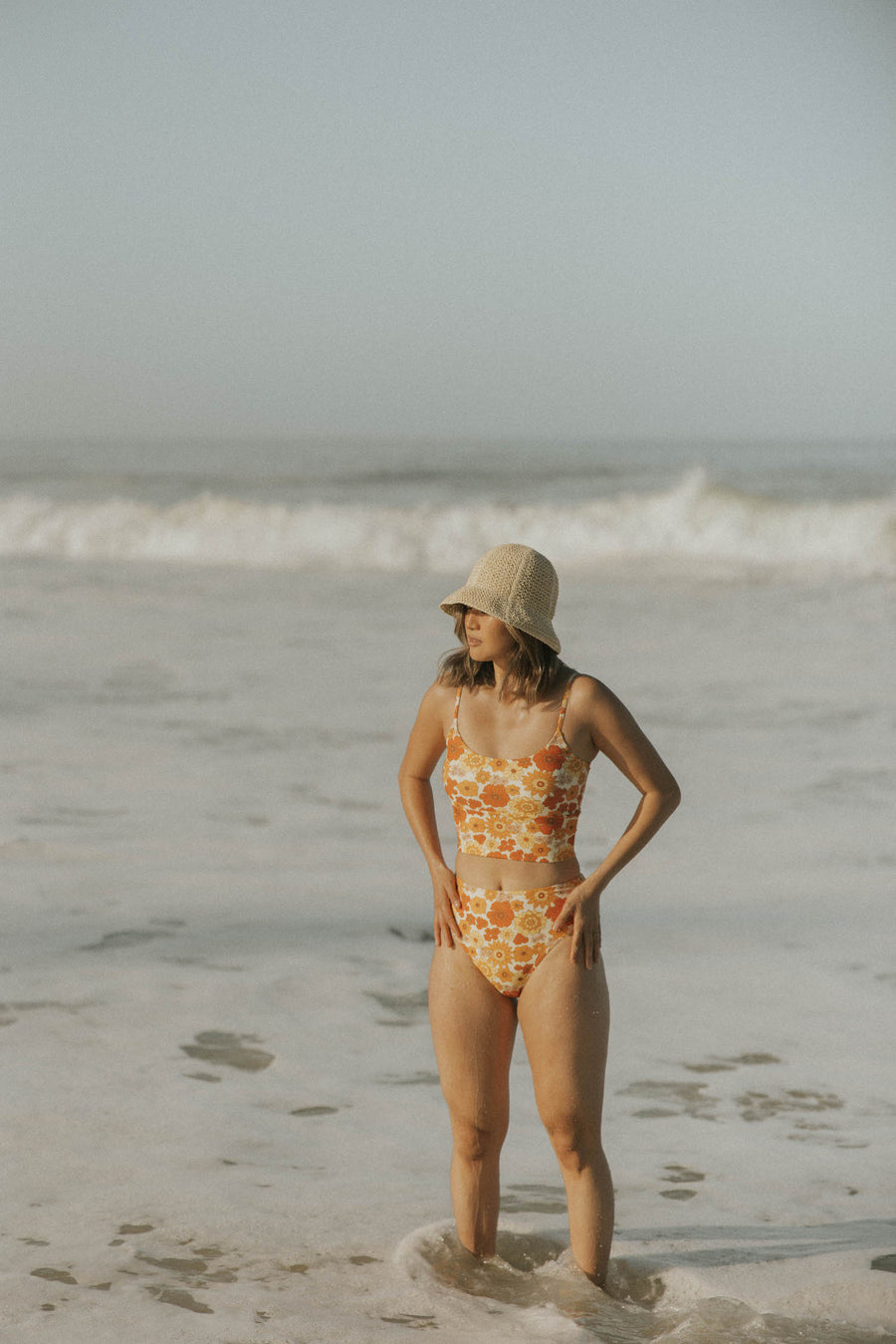 BAT FLORAL SWIMSUIT Recycled High-waisted Bikini Flower Pool Wear