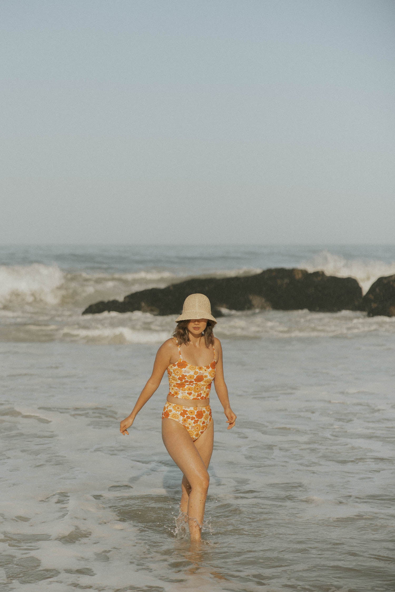 retro floral womens swimsuit modest tankini longline bikini