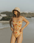 retro floral womens swimsuit modest tankini longline bikini