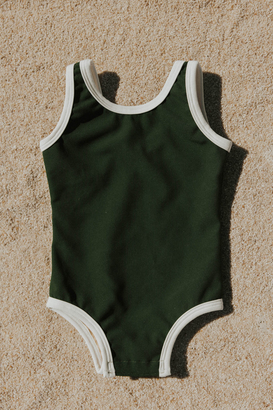 Dark Green infant and toddler girls one piece swimsuit