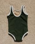 Dark Green infant and toddler girls one piece swimsuit