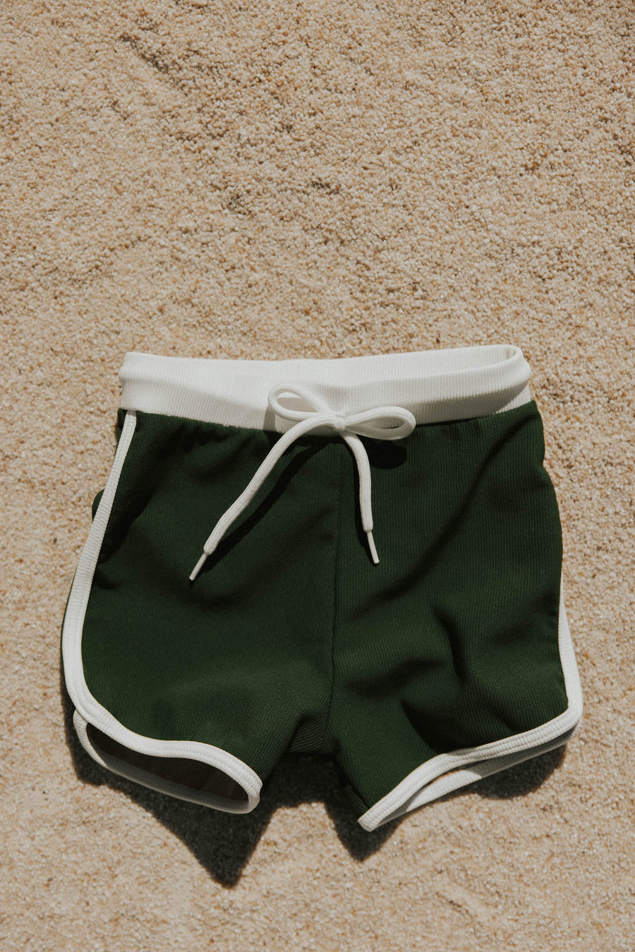 Infant and Toddler Dark green swim trunks adjustable waist