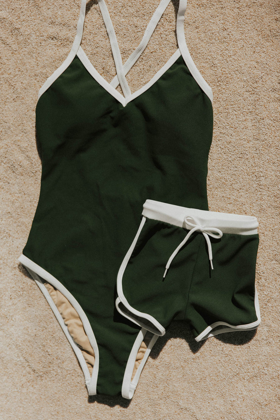Mommy and me family matching swimsuits dark green swimsuits