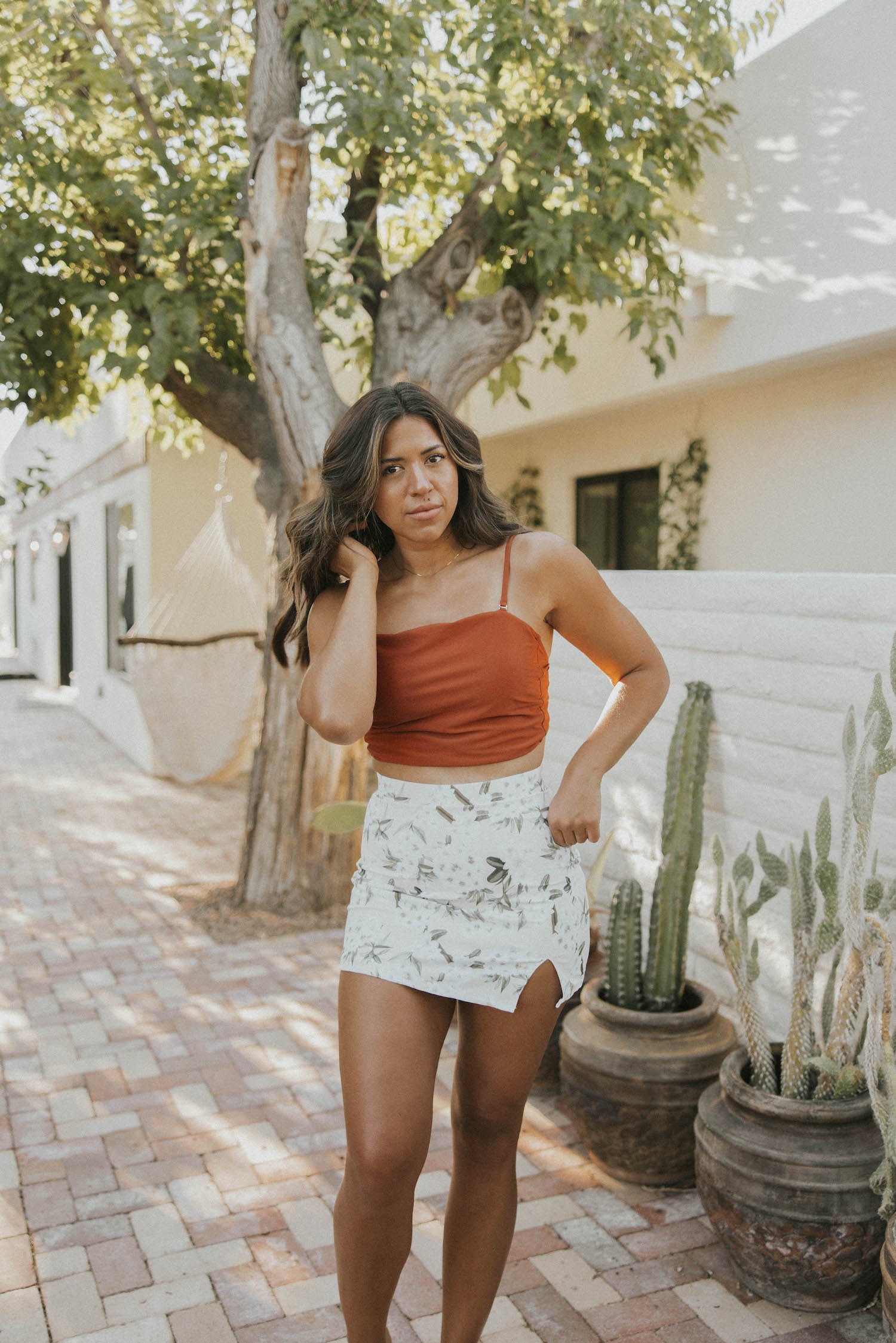 rust orange tankini midkini modest womens swimwear